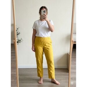 Theory Pants Womens 12 Honey Linen Blend Basic Pull On Capri Stretch Eco Crunch